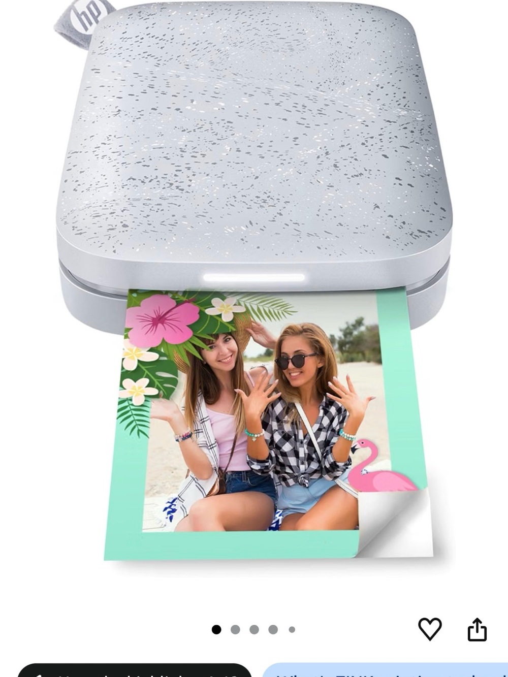 HP Pocket Photo Printer in White with Silver Speckle